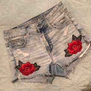 American Eagle Outfitters Rose Embroidered Short